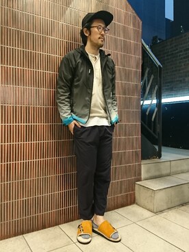 「and wander（アンドワンダー）のアイテム（マウンテンパーカー）」を使った、naouさん（メンズ・182cm）の春コーディネート