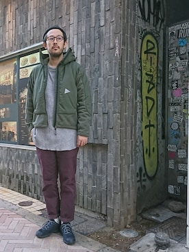 「and wander（アンドワンダー）のアイテム（ジャケット/アウター）」を使った、naouさん（メンズ・182cm）の秋コーディネート