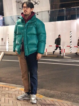 「新作」｜「アイテム（ダウンジャケット/コート）」を使った、naouさん（メンズ・182cm）の冬コーディネート