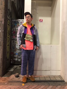 「and wander（アンドワンダー）のアイテム（ナイロンジャケット）」を使った、naouさん（メンズ・182cm）の春コーディネート