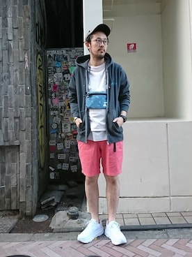 「Gramicci（グラミチ）のアイテム（パーカー）」を使った、naouさん（メンズ・182cm）の春コーディネート