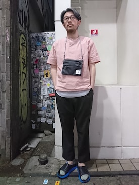 「HOKA（ホカ）のHOKA ONE ONE/ホカ オネオネ　ORA RECOVERY SLIDE（サンダル）」を使った、naouさん（メンズ・182cm）の春コーディネート
