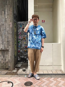 「HOKA（ホカ）のHOKA ONE ONE/ホカ オネオネ　ORA RECOVERY SLIDE（サンダル）」を使った、naouさん（メンズ・182cm）の春コーディネート