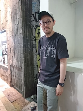 「and wander（アンドワンダー）のアイテム（トップス）」を使った、naouさん（メンズ・182cm）の春コーディネート
