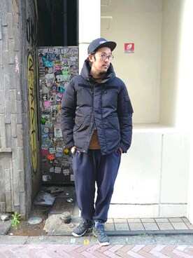 「MANASTASH（マナスタッシュ）のアイテム（キャップ）」を使った、naouさん（メンズ・182cm）の冬コーディネート