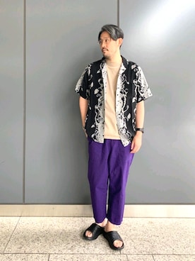 「HOKA（ホカ）のHOKA ONE ONE/ホカ オネオネ　ORA RECOVERY SLIDE（サンダル）」を使った、naouさん（メンズ・182cm）の春コーディネート