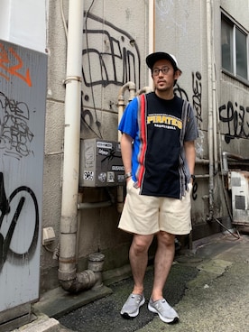 「MANASTASH（マナスタッシュ）のMANASTASH/マナスタッシュ　HEMP SHORTS for BEAVER ヘンプショーツフォービーバー（その他パンツ）」を使った、naouさん（メンズ・182cm）の夏コーディネート