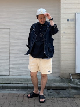 「HOKA（ホカ）のHOKA ONE ONE/ホカ オネオネ　ORA RECOVERY SLIDE（サンダル）」を使った、naouさん（メンズ・182cm）の夏コーディネート