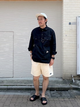 「HOKA（ホカ）のHOKA ONE ONE/ホカ オネオネ　ORA RECOVERY SLIDE（サンダル）」を使った、naouさん（メンズ・182cm）の夏コーディネート