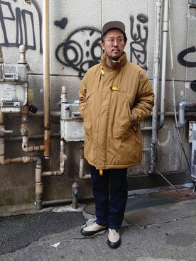 「AlexanderLeeChang（アレキサンダーリーチャン）のアイテム（キャップ）」を使った、naouさん（メンズ・182cm）の冬コーディネート