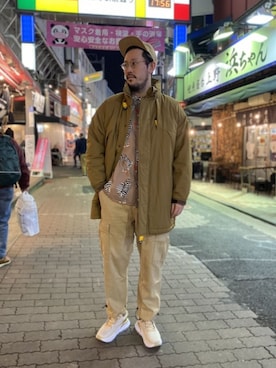「AlexanderLeeChang（アレキサンダーリーチャン）のアイテム（キャップ）」を使った、naouさん（メンズ・182cm）の冬コーディネート