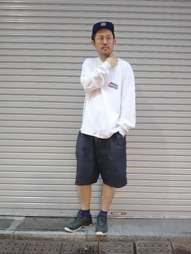 「ABU GARCIA（アブ・ガルシア）のアイテム（Tシャツ/カットソー）」を使った、naouさん（メンズ・182cm）の春コーディネート
