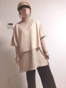 「ラテコーデ」｜「アイテム（アクセサリー）」を使った、kaorunさん（レディース・160cm）の夏コーディネート