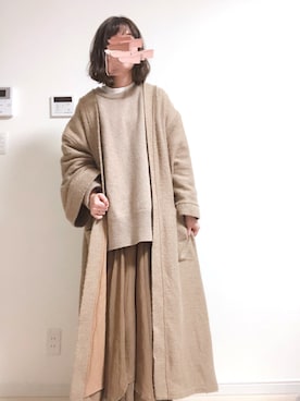 「消えそうな色コーデ」｜「アイテム（その他アウター）」を使った、kaorunさん（レディース・160cm）の冬コーディネート
