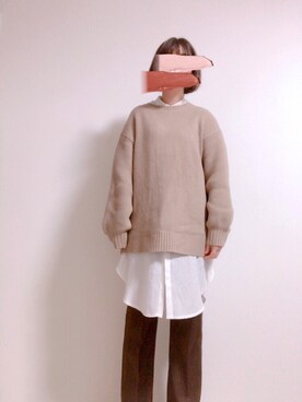 「ローリーズファーム(LOWRYS FARM)」｜「アイテム（ノーカラーコート）」を使った、kaorunさん（レディース・160cm）の冬コーディネート