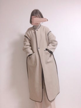 「消えそうな色コーデ」｜「アイテム（ノーカラーコート）」を使った、kaorunさん（レディース・160cm）の冬コーディネート