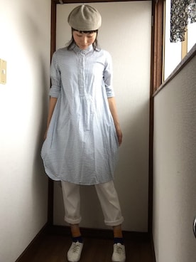 「R&D.M.Co OLDMAN’S TAILOR（オールドマンズテイラー）のアイテム（ワンピース/ドレス）」を使った、komunonさん（レディース・166cm）の夏コーディネート