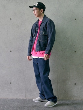 「アイテム（スウェット、ピンク系）」を使った、WAIPERさん（メンズ・174cm）の冬コーディネート