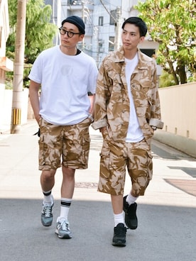 「セットアップスタイル」｜「アイテム（ミリタリージャケット）」を使った、WAIPERさん（メンズ・174cm）の春コーディネート