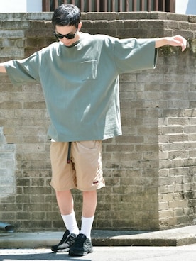 「Goodwear（グッドウェア）のGood wear グッドウェア SUPER BIGシルエット　ポケットTシャツ 2W7-2501（Tシャツ/カットソー）」を使った、WAIPERさん（メンズ・174cm）の春コーディネート