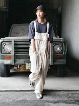 「WAIPER.inc（ワイパーインク）のアイテム（オールインワン・サロペット）」を使った、WAIPERさん（レディース・166cm）の夏コーディネート