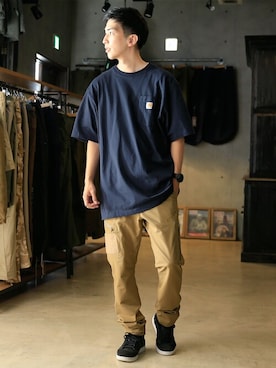 「Carhartt（カーハート）のアイテム」を使った、WAIPERさん（メンズ・174cm）の夏コーディネート