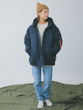 「アイテム（MA-1）」を使った、WAIPERさん（レディース・166cm）の秋コーディネート