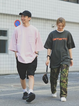 「Goodwear（グッドウェア）のGood wear グッドウェア SUPER BIGシルエット　ポケットTシャツ 2W7-2501（Tシャツ/カットソー）」を使った、WAIPERさん（メンズ・174cm）の春コーディネート