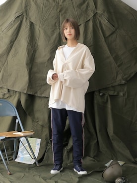 「グランパシャツ」｜WAIPERさん（レディース・166cm）の夏コーディネート