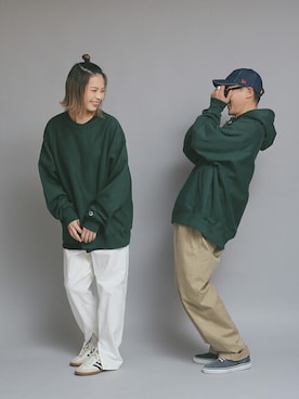 「アイテム（パーカー、グリーン系）」を使った、WAIPERさん（レディース・166cm）の秋コーディネート