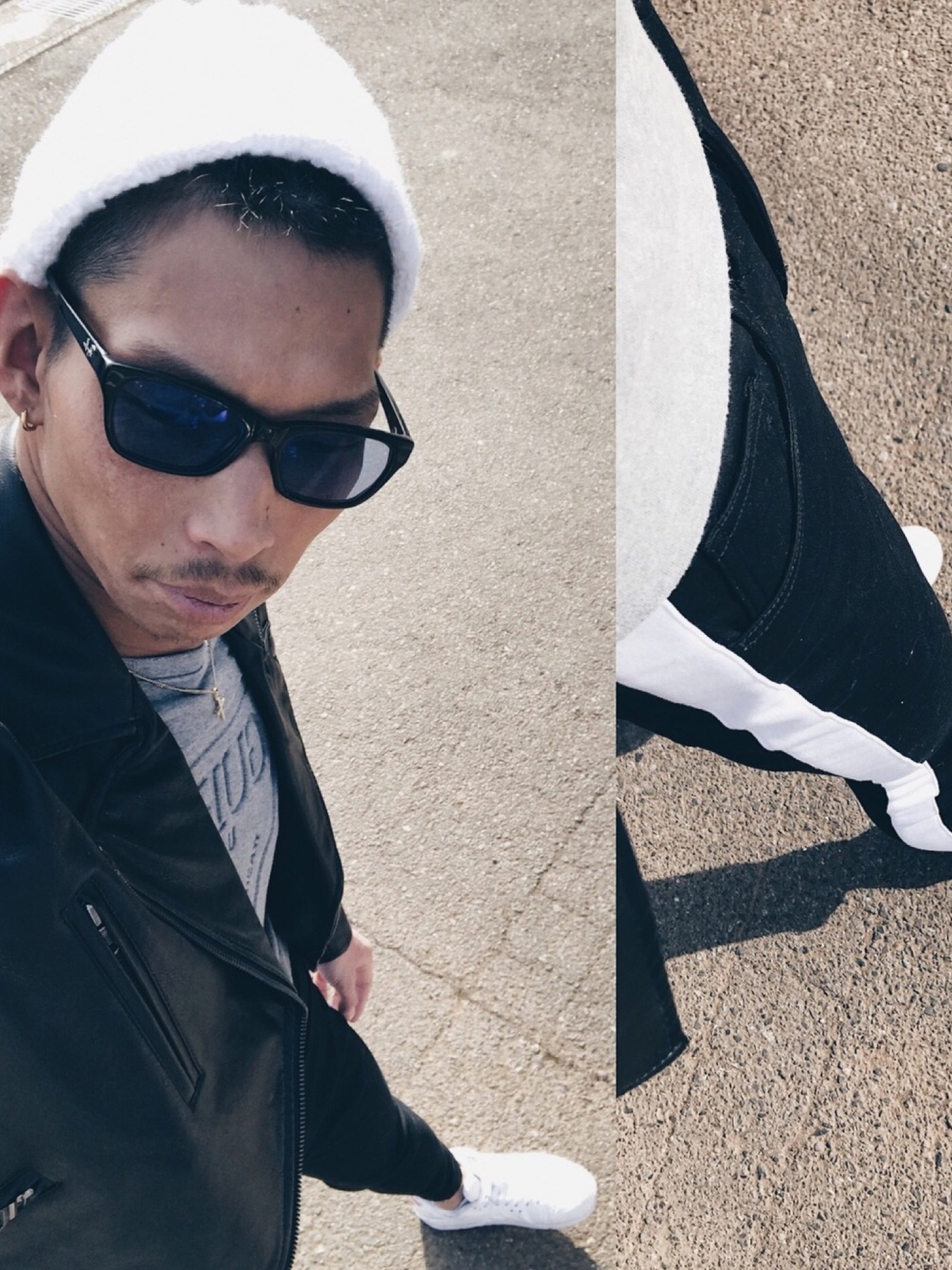 「AZUL by moussy（アズールバイマウジー）のアイテム（ライダースジャケット）」を使った、Takuyaさん（メンズ・180cm）の冬コーディネート