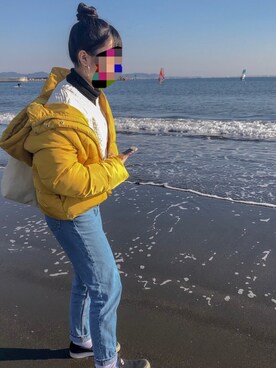 「海」｜「アイテム（ダウンジャケット/コート）」を使った、あ みさん（レディース・156cm）の秋コーディネート