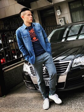 「ESPRIT（エスプリ）のアイテム（トップス）」を使った、Max Linさん（メンズ・173cm）の春コーディネート