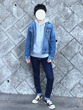 「デニムonデニム」｜「アイテム（デニムジャケット）」を使った、TAKU<プチプラ>さん（メンズ・170cm）の秋コーディネート