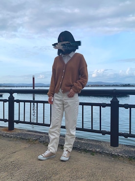 「H&M（エイチ・アンド・エム）のアイテム（シャツ/ブラウス、ホワイト系）」を使った、umi87さん（レディース・158cm）の春コーディネート