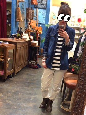 「B.L.U.E（ビーエルユーイー）のアイテム（ブーツ）」を使った、ぼんさん（レディース・157cm）の春コーディネート