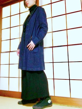 「ゆるゆる」｜「アイテム（デニムジャケット）」を使った、haruさん（レディース・158cm）の冬コーディネート