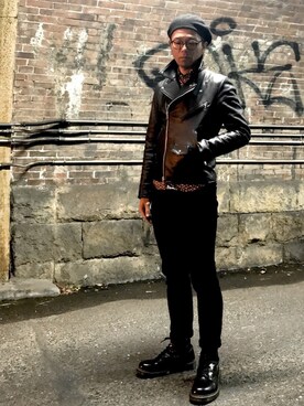 「jackrose」｜「アイテム（ハンチング/ベレー帽）」を使った、TadahiroMurataさん（メンズ・178cm）の冬コーディネート