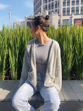 「アイテム（アンダーウェア、シルバー系）」を使った、Liuさん（レディース・162cm）の秋コーディネート