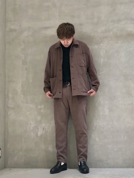「アイテム（カバーオール、パープル系）」を使った、akiさん（メンズ・177cm）の夏コーディネート