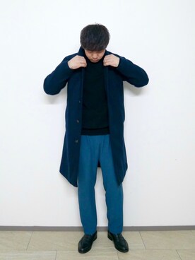 「SENSE OF PLACE by URBAN RESEARCH（センスオブプレイスバイアーバンリサーチ）のアイテム（ステンカラーコート）」を使った、akiさん（メンズ・177cm）の秋コーディネート