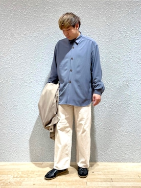 「SENSE OF PLACE by URBAN RESEARCH（センスオブプレイスバイアーバンリサーチ）のアイテム（ステンカラーコート）」を使った、akiさん（メンズ・177cm）の冬コーディネート
