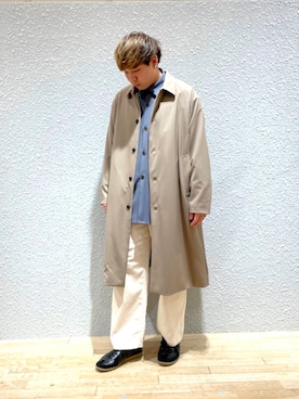 「SENSE OF PLACE by URBAN RESEARCH（センスオブプレイスバイアーバンリサーチ）のアイテム（ステンカラーコート）」を使った、akiさん（メンズ・177cm）の冬コーディネート