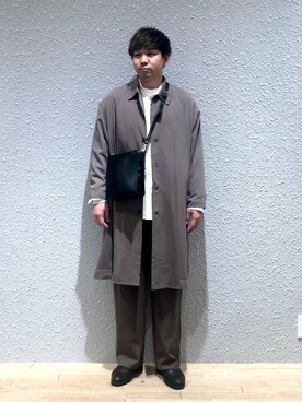 「SENSE OF PLACE by URBAN RESEARCH（センスオブプレイスバイアーバンリサーチ）のアイテム（ステンカラーコート）」を使った、akiさん（メンズ・177cm）の冬コーディネート