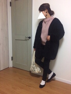 「JEANASIS（ジーナシス）のDENIMシルキースキニーパンツ/715842 （デニムパンツ）」を使った、tomomon*さん（レディース・161cm）の冬コーディネート