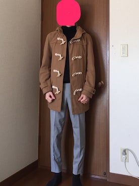 「GU（ジーユー）のアイテム（ダッフルコート）」を使った、しやいとさん（メンズ・166cm）の冬コーディネート