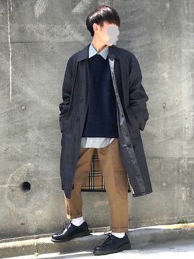 「平成最後のWEARISTAセンバツ」｜「アイテム（ステンカラーコート）」を使った、Takaさん（メンズ・170cm）の春コーディネート
