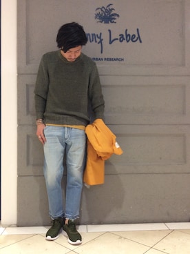 「URBAN RESEARCH Sonny Label（アーバンリサーチサニーレーベル）のアイテム（ステンカラーコート）」を使った、shibataniさん（メンズ・180cm）の冬コーディネート