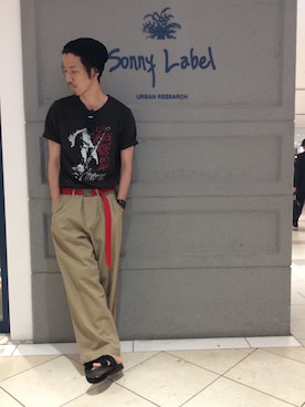 「URBAN RESEARCH Sonny Label（アーバンリサーチサニーレーベル）のアイテム（ハンチング/ベレー帽）」を使った、shibataniさん（メンズ・180cm）の夏コーディネート