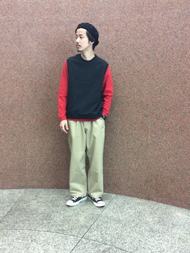 「URBAN RESEARCH Sonny Label（アーバンリサーチサニーレーベル）のアイテム（ハンチング/ベレー帽）」を使った、shibataniさん（メンズ・180cm）の秋コーディネート